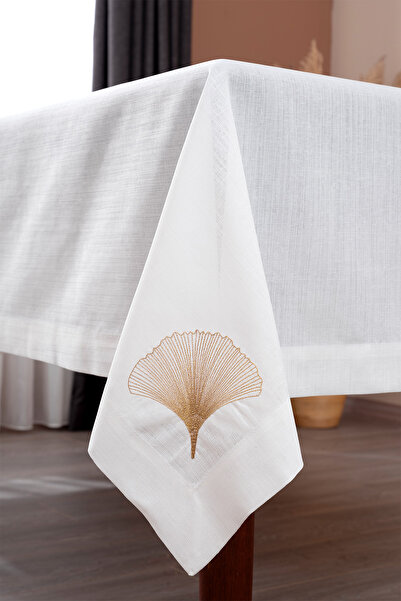 Koza Home Iris Gold Embroidered Tablecloth 160X260 2556
