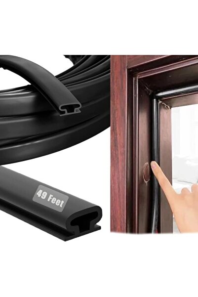 genernic شريط مانع لتسرب الباب من المطاط من Pundin (49 قدمًا، أسود)