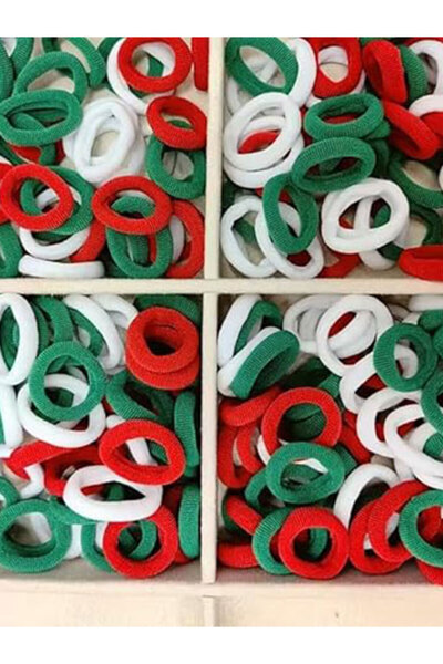 Generic مجموعة ربطات شعر عيد الميلاد من 25 قطعة - ربطات شعر محبوكة احتفالية باللون الأحمر والأخضر والأبيض للمراهقات والنساء