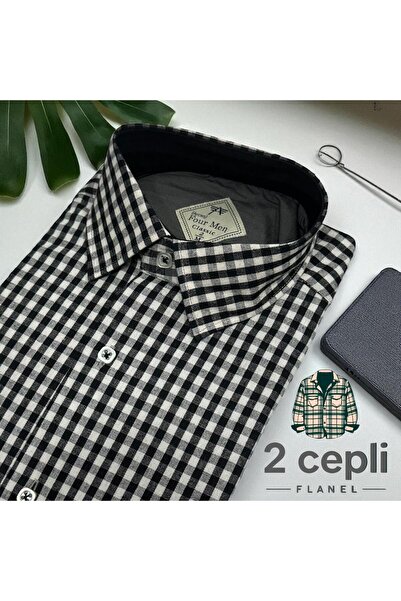 EREN STYLE Cămașă clasică din flanel de iarnă, 100% bumbac, cu mâneci lungi, ...