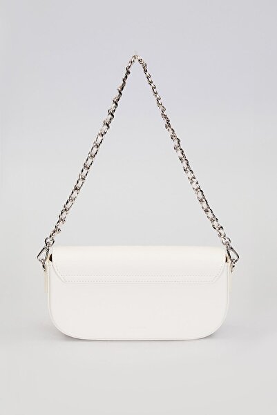 Levidor White Silver Lock Detailed Shoulder Bag
