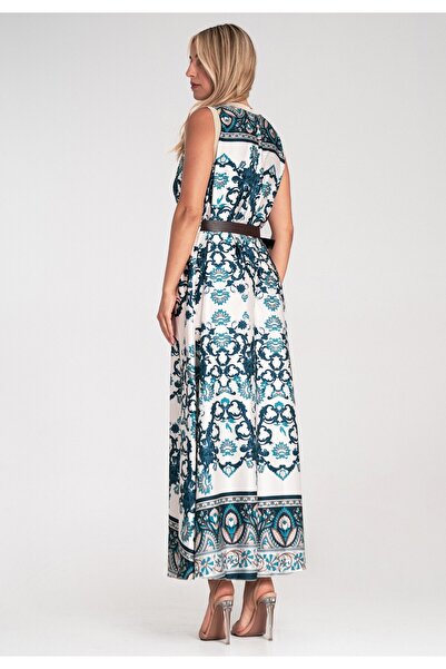 Figl Printed dress - Elegant maxi dress - Blue dress M1214 size S/M