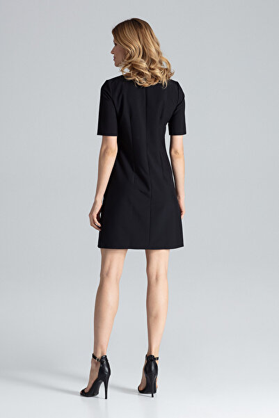 Figl Elegant black mini dress with cutout neckline - M634 size XL