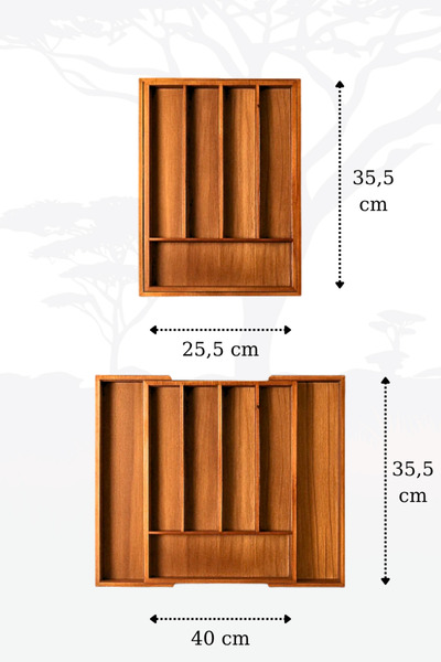 Penthouse Acacia 5-7 Compartment Adjustable Drawer Spoon Holder / 25.5/40 cm