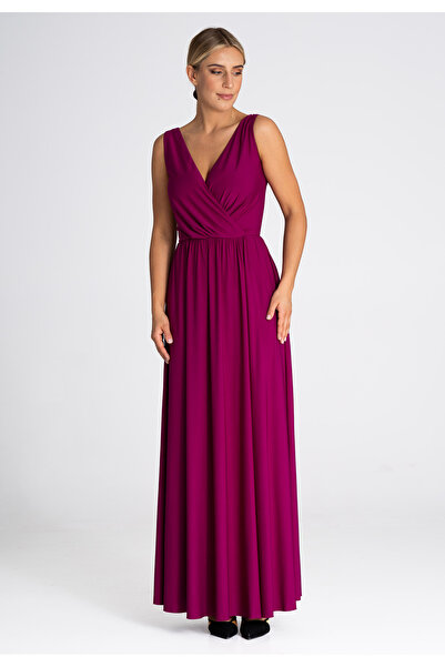 Figl Rochie lungă elegantă - Rochie fără mâneci pentru o mireasă fuchsia M960...