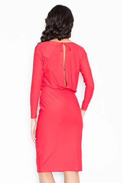 Figl Elegant, casual dress - dress with a Slit at the back - red M326 size M