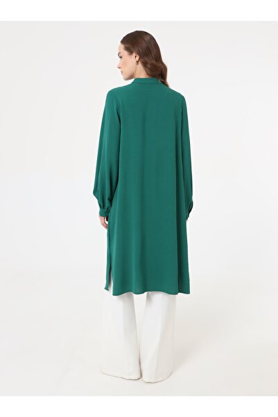 Refka Aerobin Long Tunic with Ribbed Detail on the Front - Emerald Green -