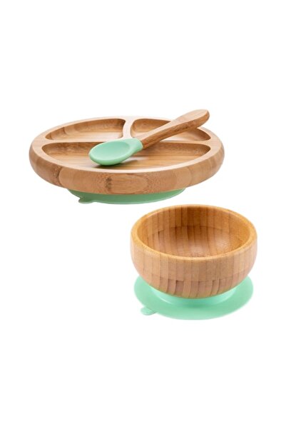 OEM Baby diversification set, bamboo plate and bowl with suction cup base, food-grade silicone