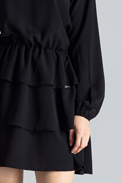 Figl Elegant black dress with ruffles - M601 size L