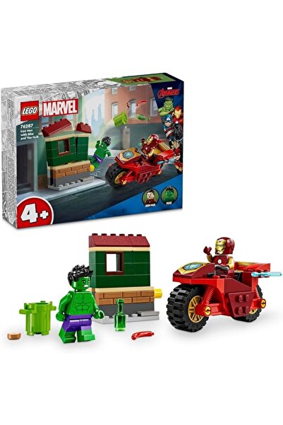 LEGO Marvel Iron Man with Motorcycle & Hulk Figure Building Set for Kids 4+ (76287)