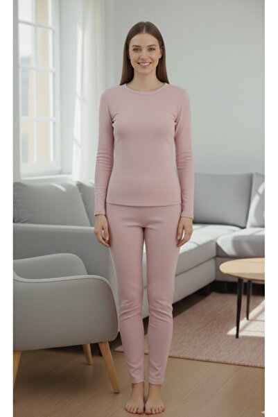 ÇAĞ MODA Viscose Knitted Long-Sleeved Trousers Pajama Set