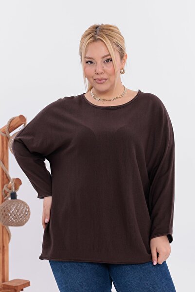 Siyezen Plus Size Bat Sleeve Oversized Knitwear Sweater