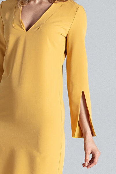 Figl Elegant yellow mini dress with slits on the sleeves - Evening dress M550 size S