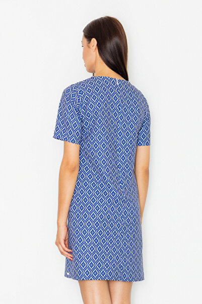 Figl Navy blue dress with geometric pattern for everyday wear - M519 size S