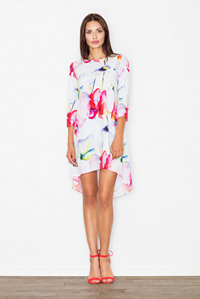 Figl Asymmetrical dress with Printed and 3/4 sleeves - M497 size M