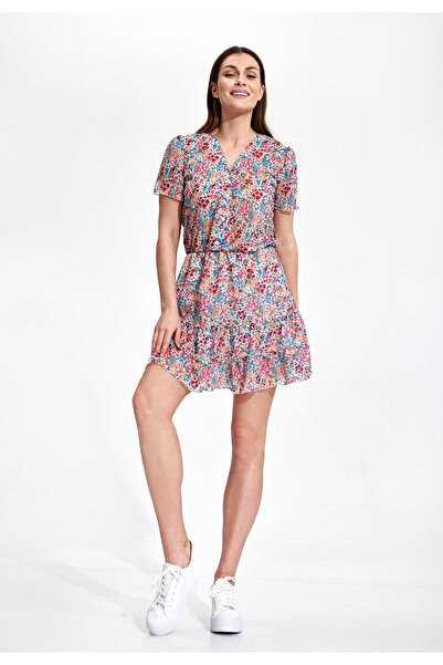 Figl Boho dress with colorful flowers - floral mini dress M862 S