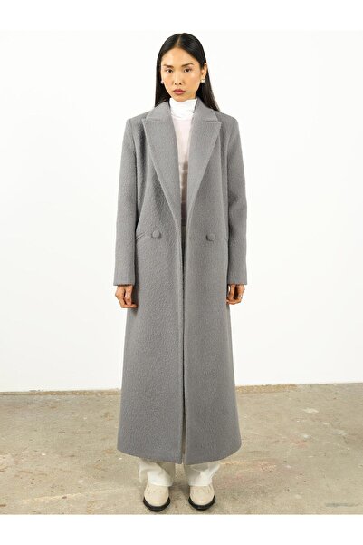 Juste Oversize Kaşe Kaban Gri