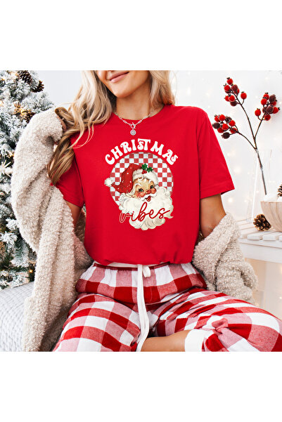DD Secret Women's oversized 100% cotton Christmas T-shirt CHRISTMAS VIBES