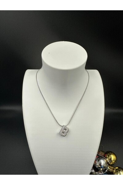 staınless steel Gümüş Renk Taşlı B Harfi Kolye