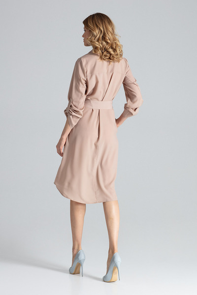 Figl Beige wrap dress with belt and long sleeves - M464 size L
