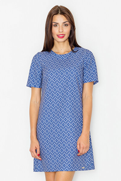 Figl Navy blue dress with geometric pattern for everyday wear - M519 size S