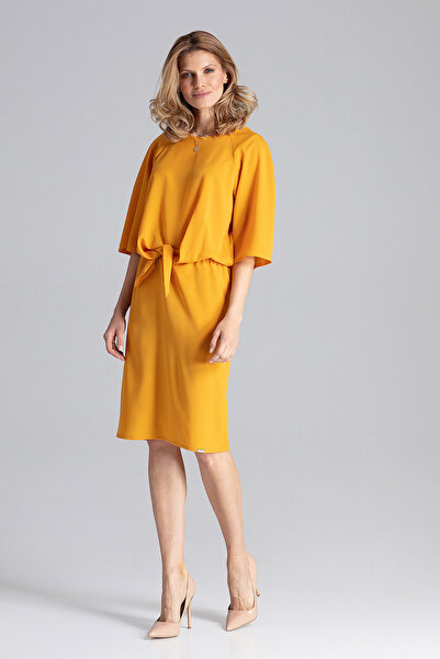 Figl Elegant yellow dress - summer dress with modern design M656 size XL