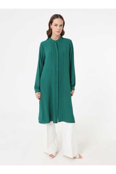 Refka Aerobin Long Tunic with Ribbed Detail on the Front - Emerald Green -