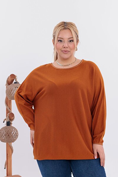 Siyezen Plus Size Bat Sleeve Oversized Knitwear Sweater
