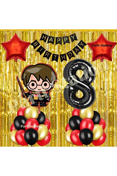 Parti Station Harry Potter Konsept 8 Yaş Doğum Günü Balon Set Harry Potter Te...