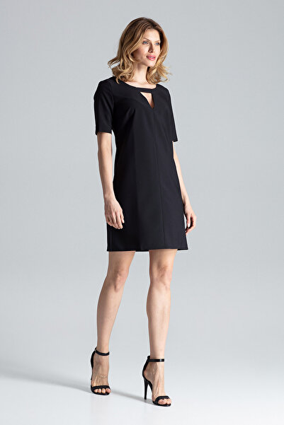 Figl Elegant black mini dress with cutout neckline - M634 size XL
