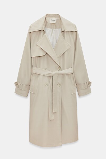 Saade Women's Double-Breasted Collar Double Button Belted Trench Coat - Classic Elegance