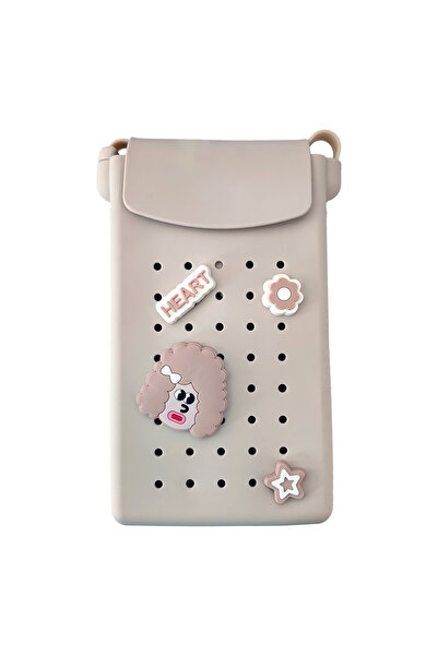 Acvila Magnezoo Colorjoy Husa telefon din silicon, cu magnet, charmuri incluse, alba-crem