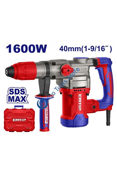EMTOP Electric Rotary Hammer 1600W, 10.0J, Transport Case - ERHRM1608