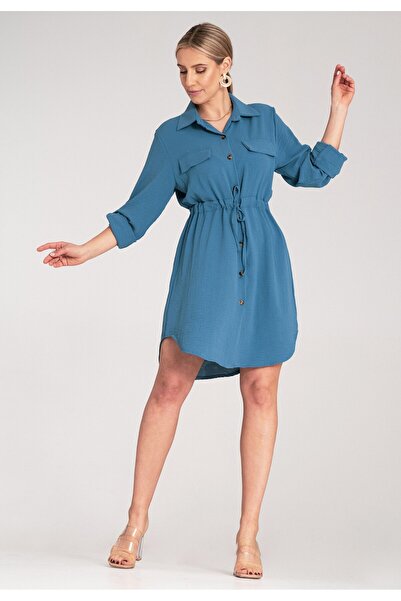 Figl Women's shirt dress - Shirt dress - Shirt dress - Blue shirt dress M1131 L/XL