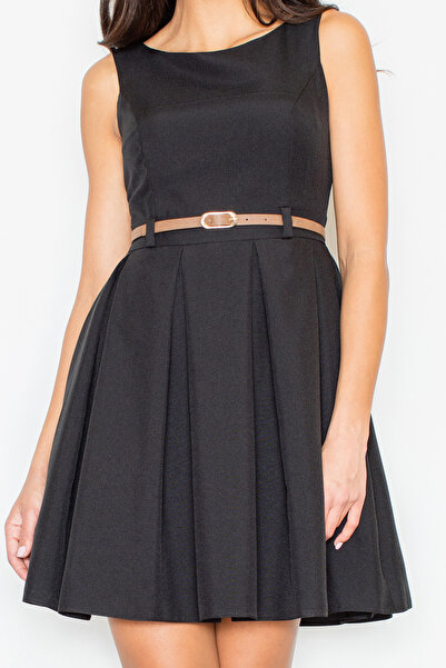 Figl Elegant, fitted dress - dress with belt - black M083 size XL