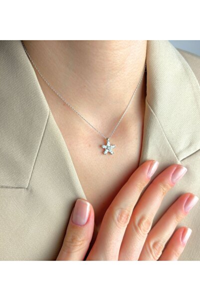 Şimal Silver 925 Ayar Gümüş Beyaz Yıldız Kolye