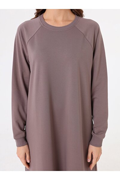 Benin Soft Buttoned Hijab Dress - Dark Mink -