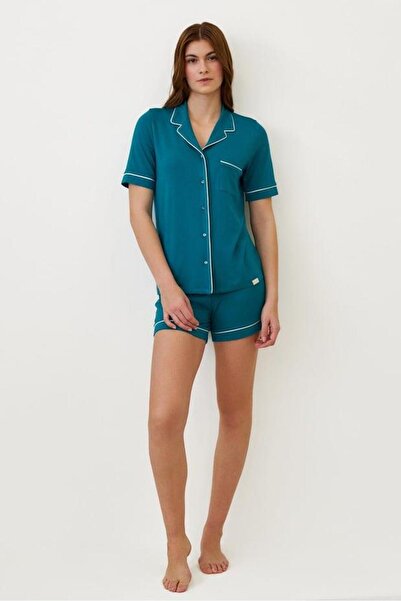 BONY SOCKS Set de pijamale Seageo pentru femei cu pantaloni scurți cu buzunare