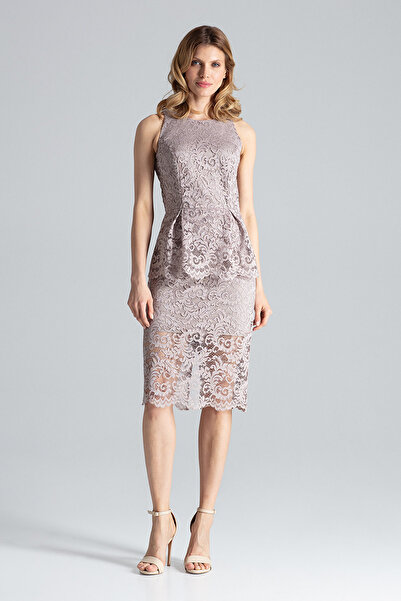 Figl Beige lace midi dress with straps - M640 size XL