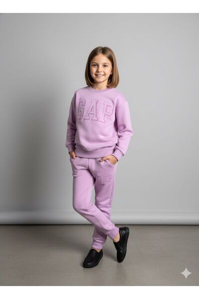 NOBLEKIDS Lilac Girls' Set – Crew Neck Sweatshirt & Jogger Bottoms