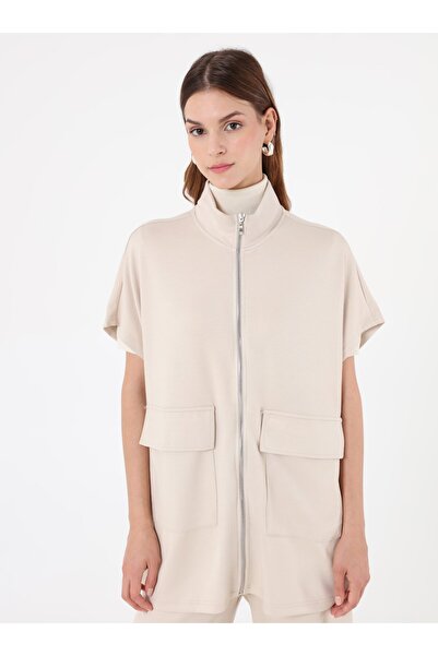 Benin Soft Textured Pocket Detailed Vest & Pants Set - Stone Color -