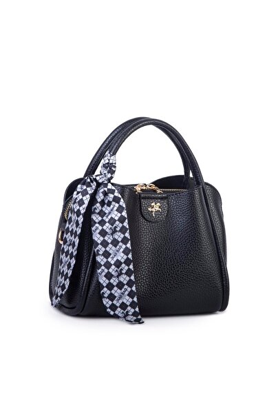 Nas Bag Fularlı Mini Boy El ve Çapraz Çanta Siyah Lopez
