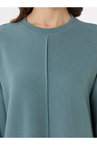 Benin Soft Buttoned Stitching Detailed Hijab Dress - Water Green -