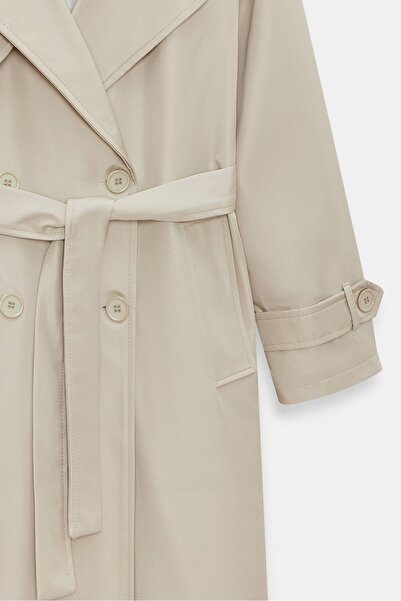 Saade Women's Double-Breasted Collar Double Button Belted Trench Coat - Classic Elegance