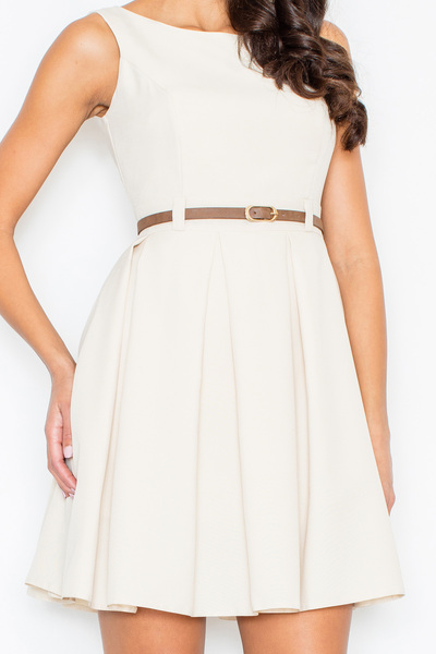 Figl Elegant, fitted dress - dress with belt - beige M083 size XL