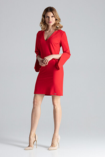 Figl Elegant red mini dress with slits on the sleeves - Evening dress M550 size M