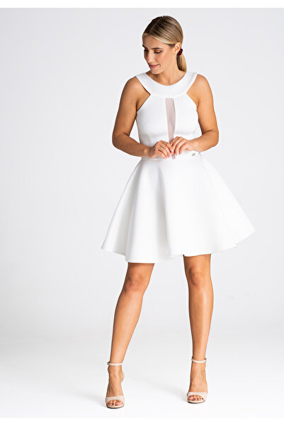 Figl Foam flared dress - off-shoulder white dress M974 size XL