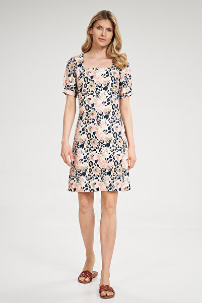 Figl Summer mini dress with floral pattern and square neckline - M704 size XL