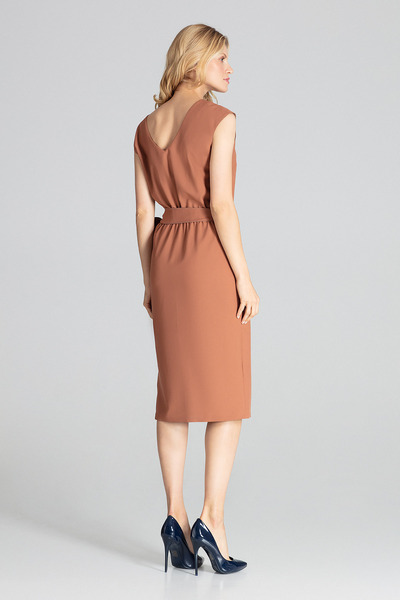 Figl Elegant brown dress with bow - M674 size XL