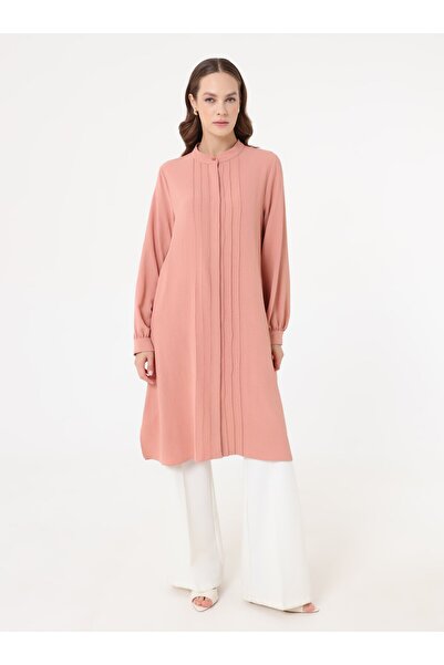 Refka Aerobin Long Tunic with Ribbed Detail on the Front - Pink -